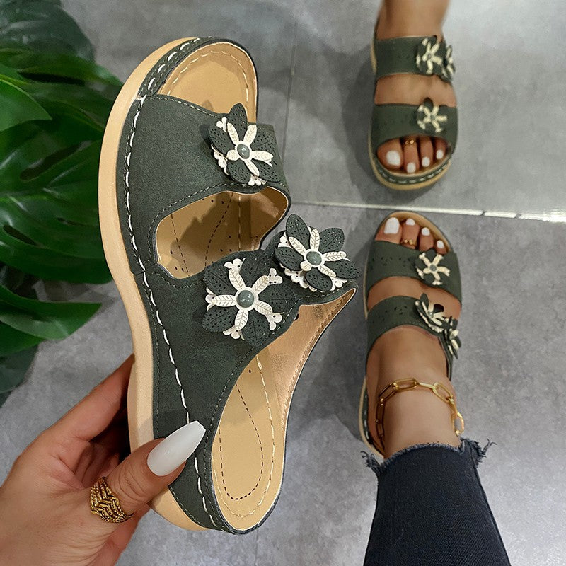 Dame Komfortable Blomster-sandaler med åben tå og anatomisk fodseng Stilla