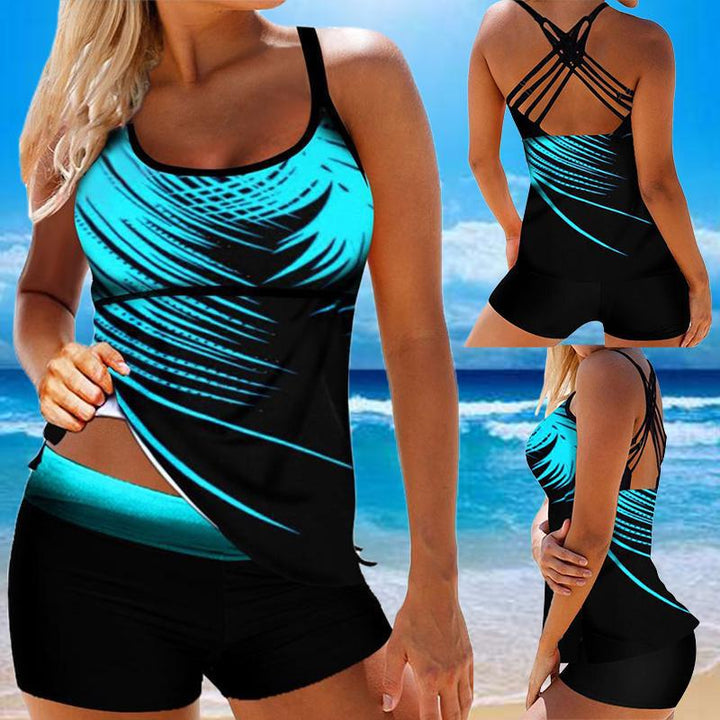 Damer Sporty Badetop med Shorts Skovae