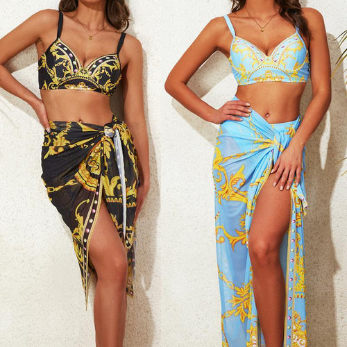 Dame Bikini-top med elegant polstret design og afslappet indpakningsskørt Stilla