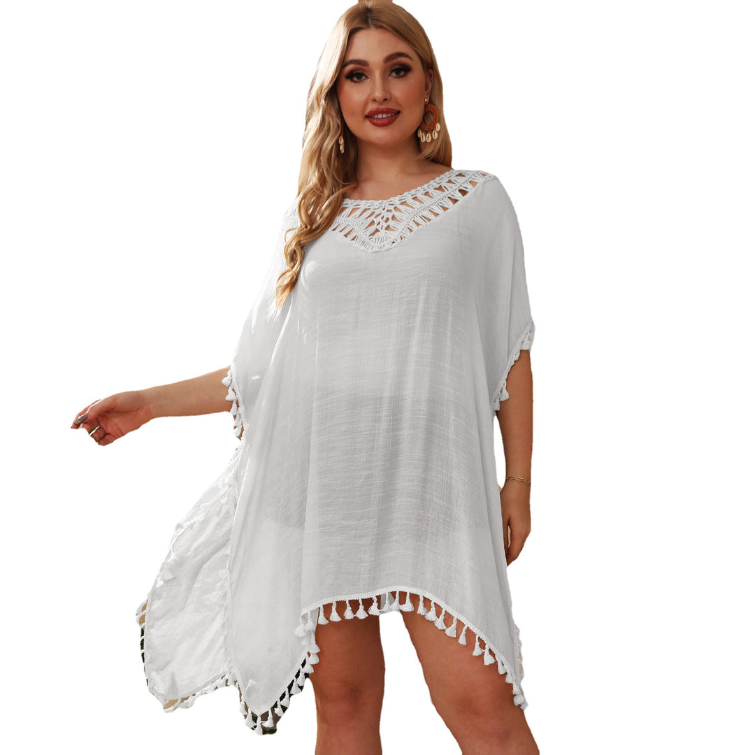 Dame let strand-poncho med frynsekant Stilla