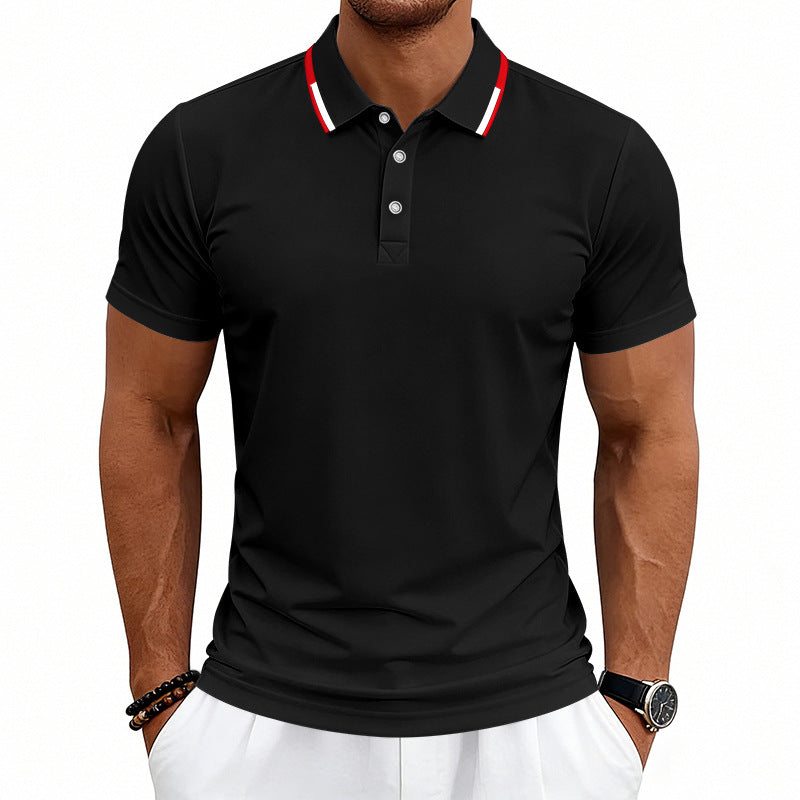 Herrer nan tailored kortærmet polo shirt med kontrastkrave i åndbart piqué Skovae