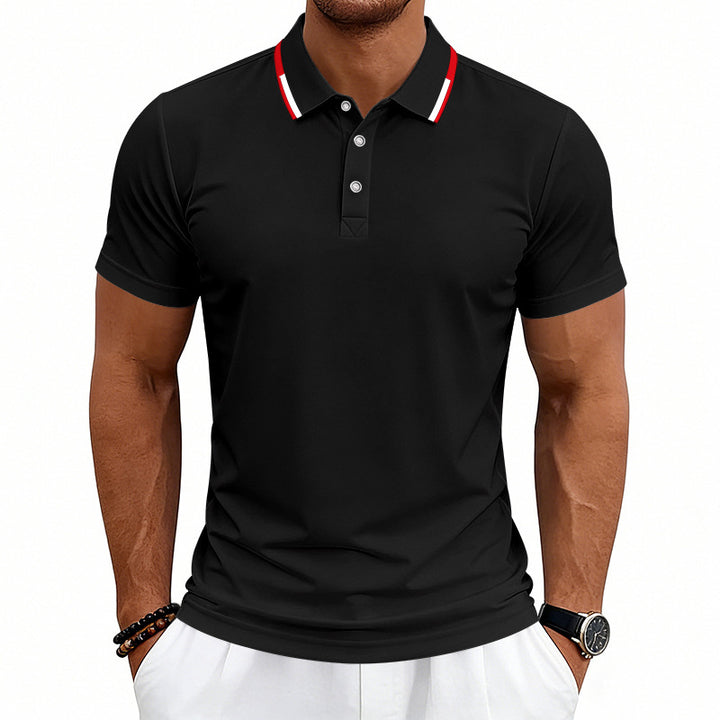 Herrer nan tailored kortærmet polo shirt med kontrastkrave i åndbart piqué Skovae