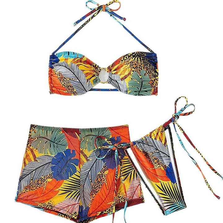 Dame Farverig Bikini-Sæt med høj talje og moderne design Stilla
