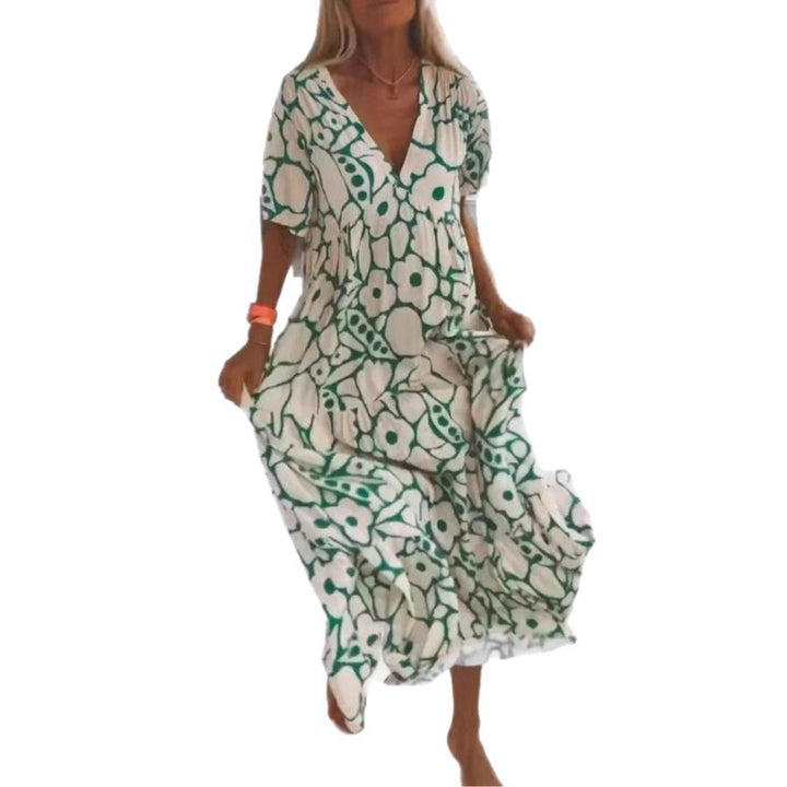 Dame Floral Print Maxi Kaftan Kjole Stilla