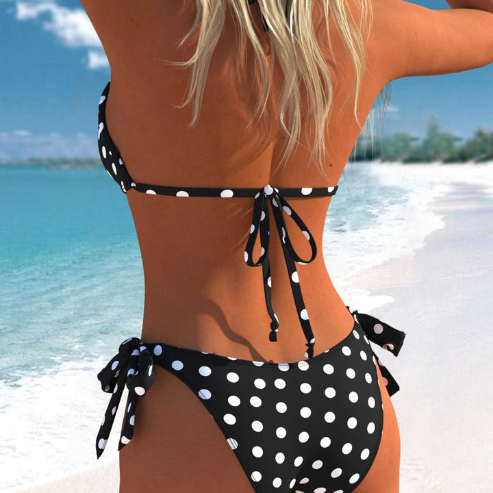 Dame bikini sæt med moderne polka dots og højtailet bikini trusser Skovae