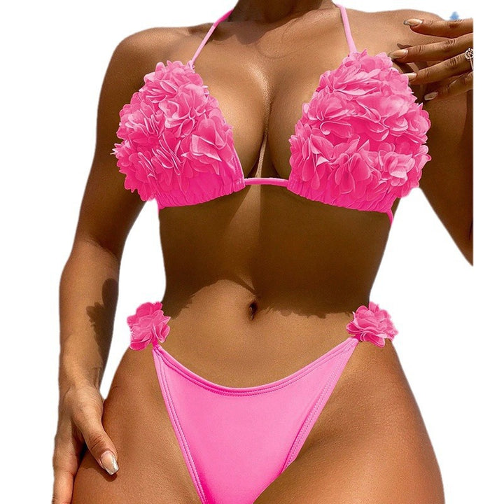 Dame bikini sæt med blomster rynkedetaljer Skovae
