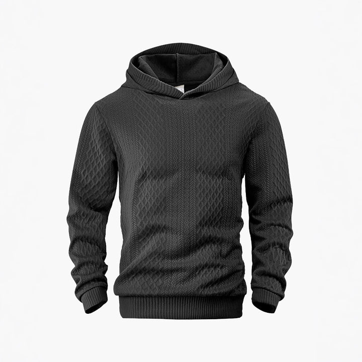 Herre nan struktureret slangenkrave-sweater med hætte og vaffelmønster Jacquard Skovae