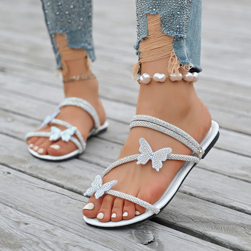 Dame Riemchen sandaler med glitrende sommerfugle accenter og komfortabel fodseng Stilla