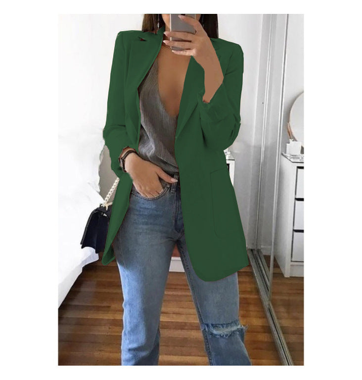 Dame elegant blazer med tætsiddende snit og praktiske lommer Skovae