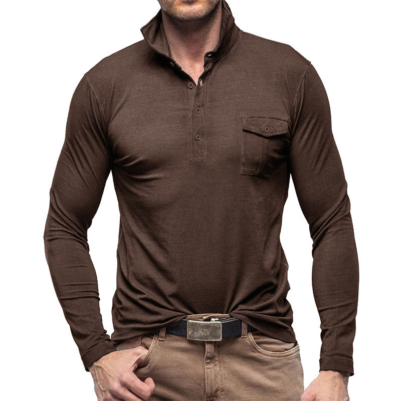 Herre Langærmet Poloshirt med praktisk brystlomme og moderne snit Stilla