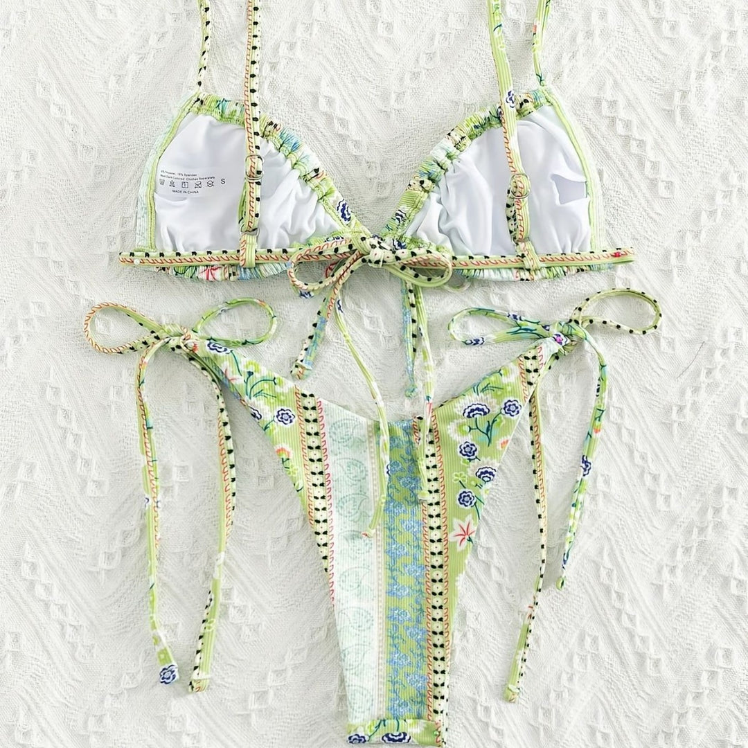 Dame triangel-bikini med legende design og justerbare stropper Skovae