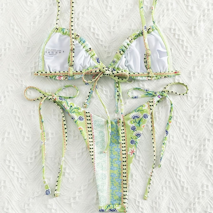 Dame triangel-bikini med legende design og justerbare stropper Skovae