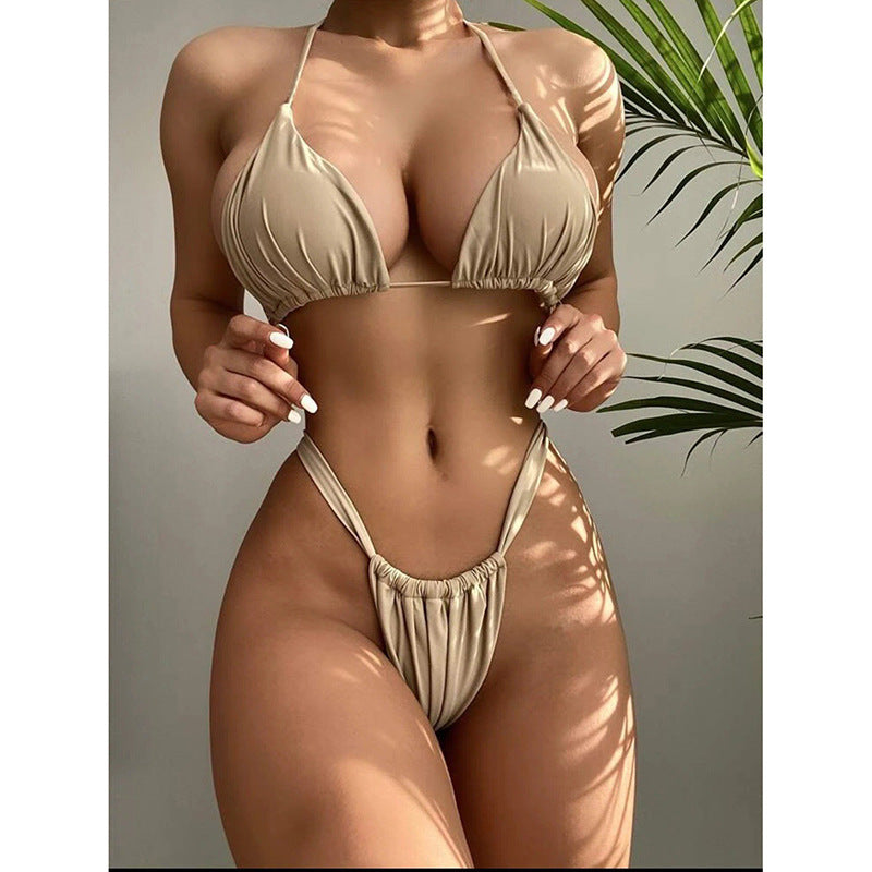 Dame Triangel-Bikini-sæt med flæset design Skovae