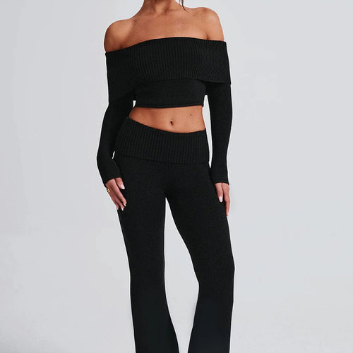 Dame sæt bestående af off-shoulder top og flared leggings Stilla