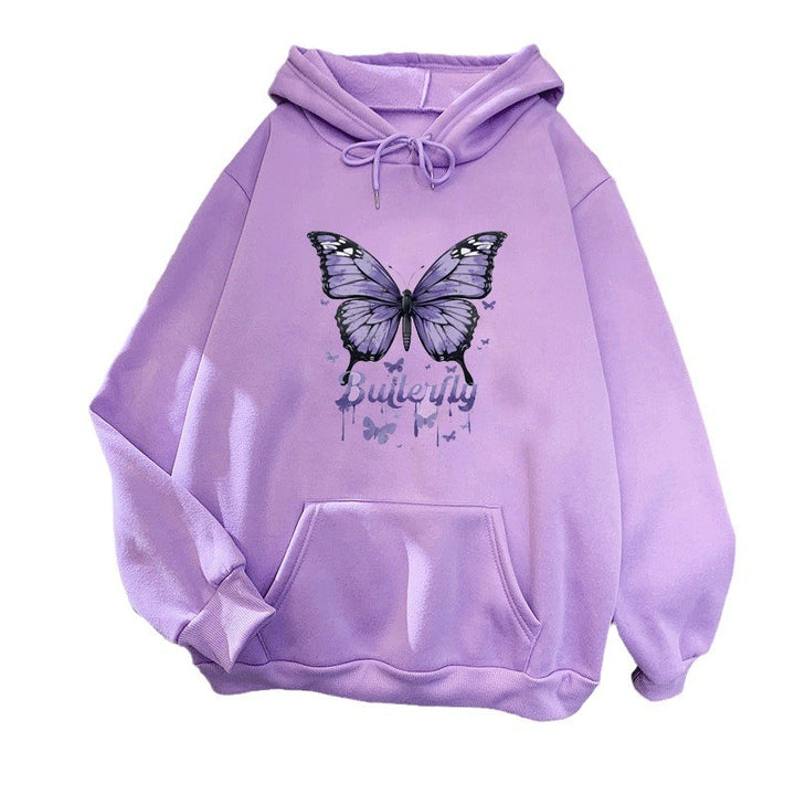 Kvinders hoodie med farverigt sommerfuglemotiv Skovae