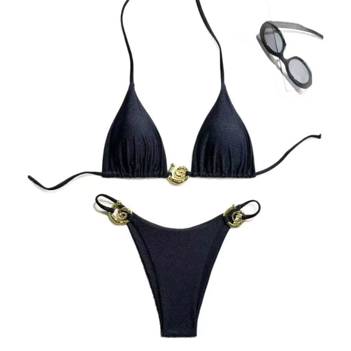 Dame Triangel-Bikini med raffineret guld-detalje Skovae