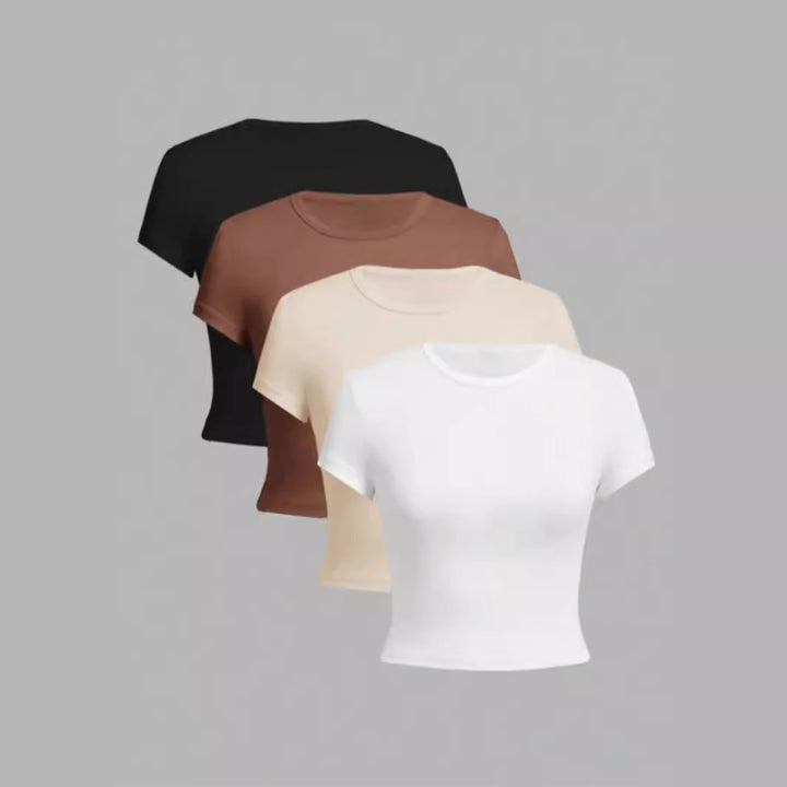 Dame Essentials Kortærmet Crop-Top Stilla