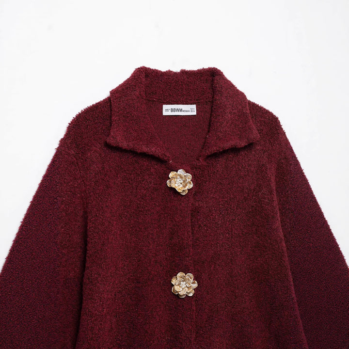 Kvinders Cozy Fleece Jakke med Elegant Knaplukning Stilla