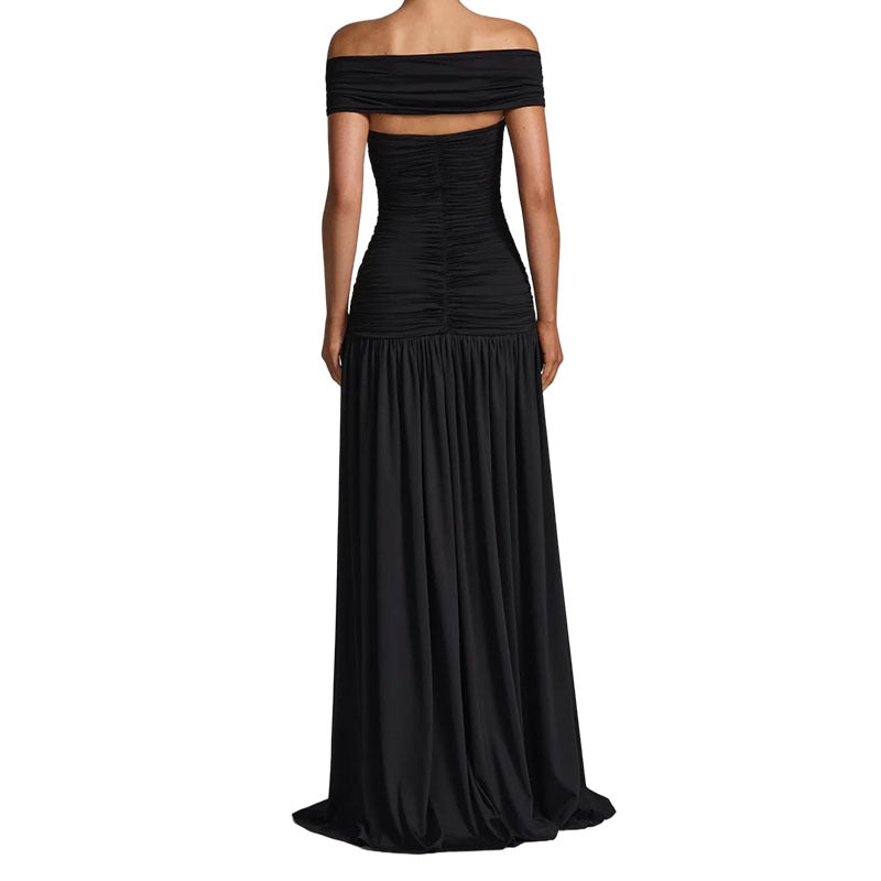 Damer Elegant Off-Shoulder Maxikjole med praktisk Cut-Out Skovae