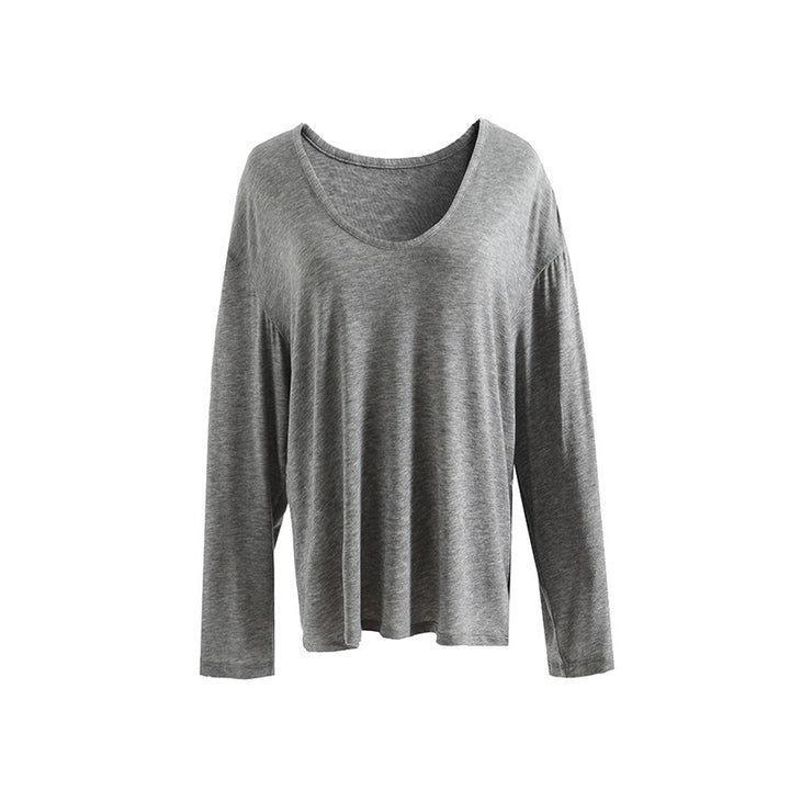 Dame afslappet longsleeve shirt med bred snit og blødt materiale Stilla