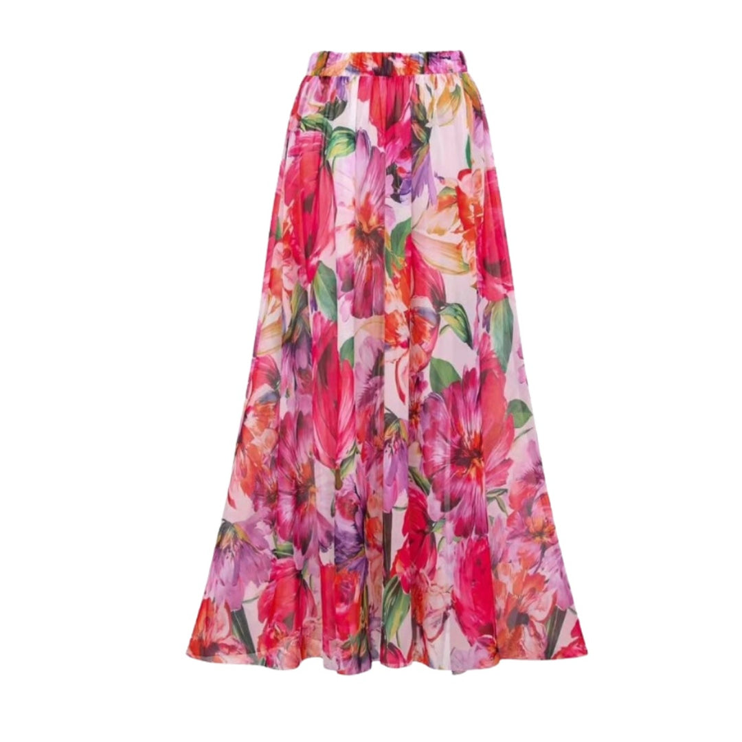 Dame elegant badeanstalt med floral indpakningsskørt Skovae