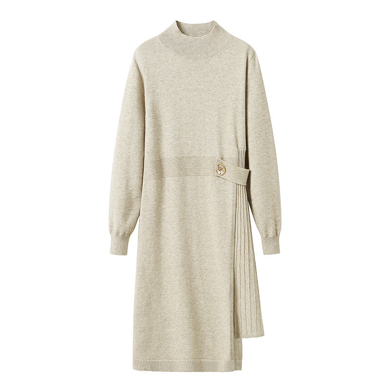 Kvinders strikket kjole med elegant ribbet design og asymmetrisk snit Stilla
