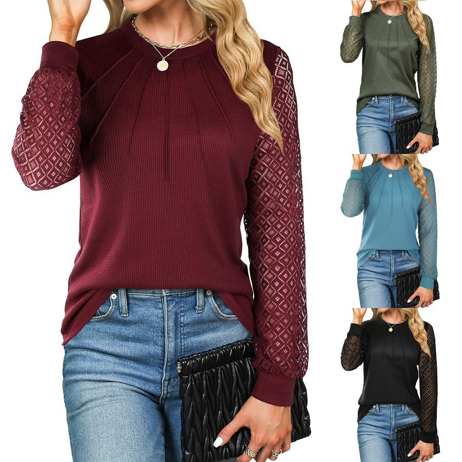 Dame moderigtig sweatshirt med laceindsatser Stilla
