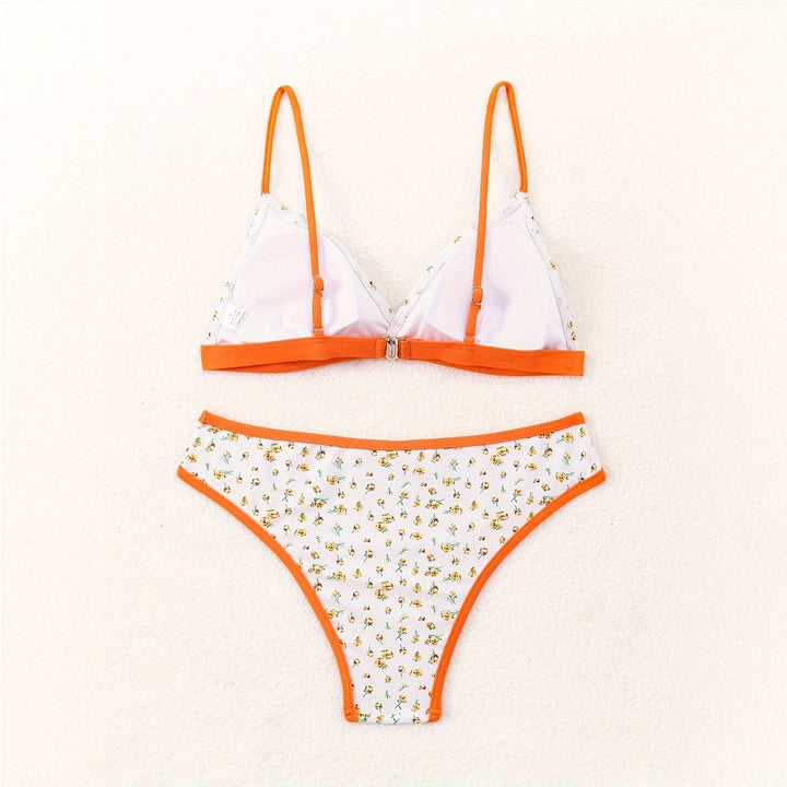 Dame blomster mønster bikini med raffineret skæring Skovae