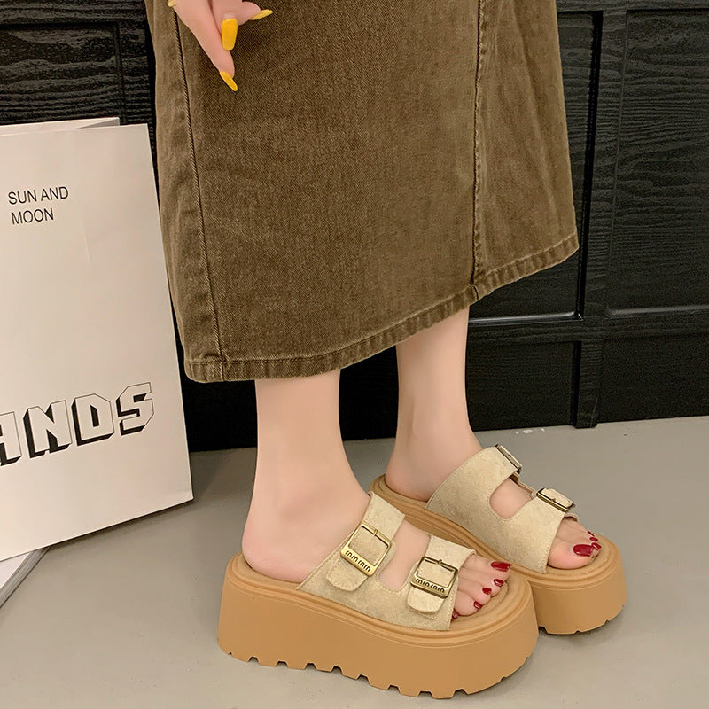 Dame platform-sandaler med dobbelt stropdesign og skridsikker sål Stilla