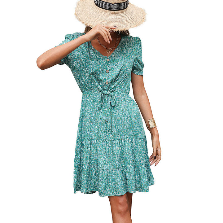 Dame Tie-Front Flowing Dress med Rüschesøm Stilla