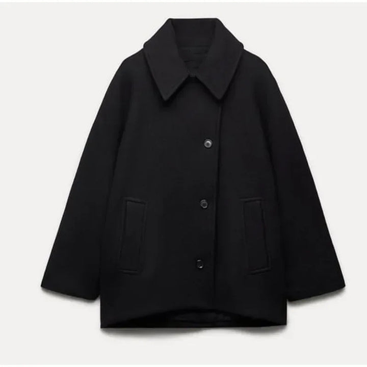Dame Oversize Fleecejakke med moderigtig krave og praktiske lommer Stilla