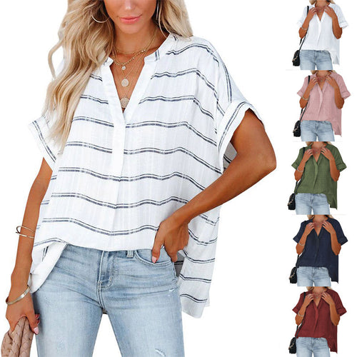 Dame Relaxed Fit Linnedmix Kortærmet Bluse Stilla