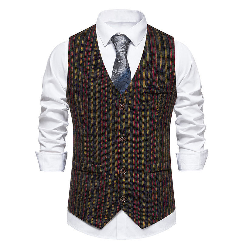 Herrer Elegant Fiskebensmønster Vest Stilla