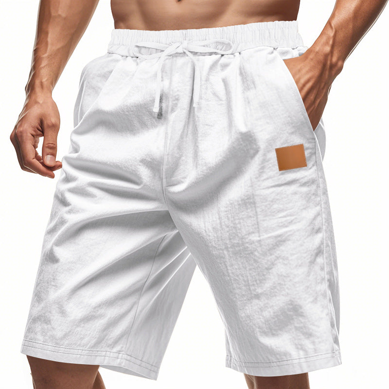 Herrer nano lette fritids-Bermudashorts med elastisk talje, snøre og diskret læderapplikation Skovae
