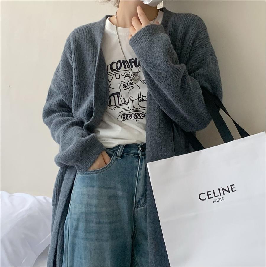Dame chunky strikket cardigan med lommer og trendy snit Stilla