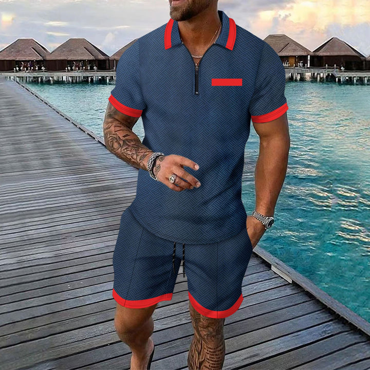 Herre fritidsoutfit med sporty lynlås og kontrasterende accenter Stilla