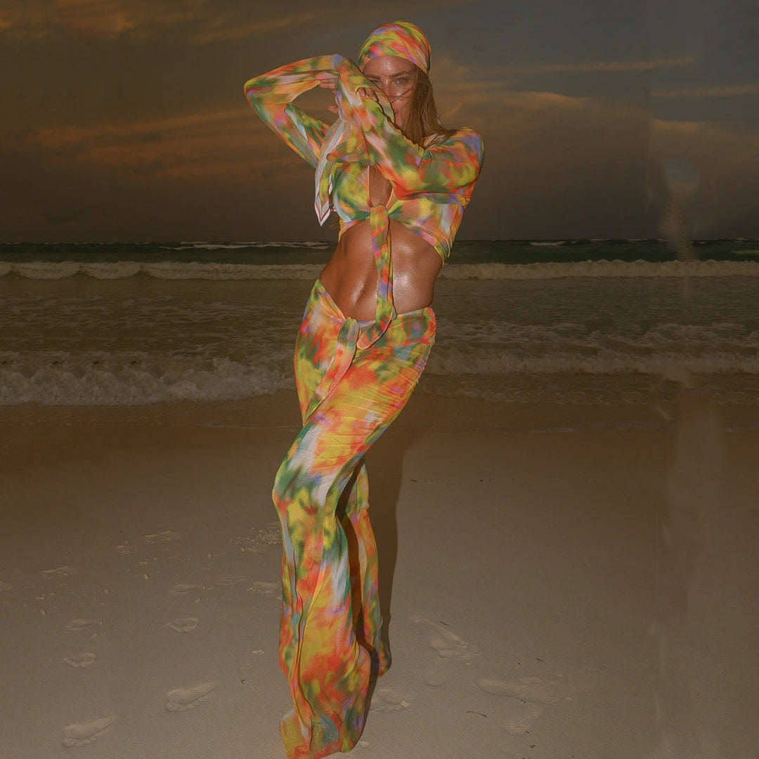 Dame luftig Strand-outfit med trendy knude-design Stilla
