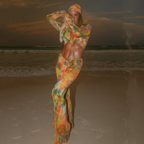 Dame luftig Strand-outfit med trendy knude-design Stilla
