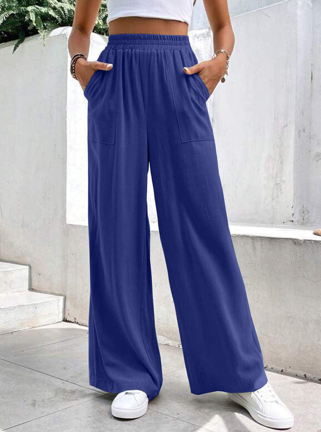 Dame Bred High-Waist-Bukser Stilla