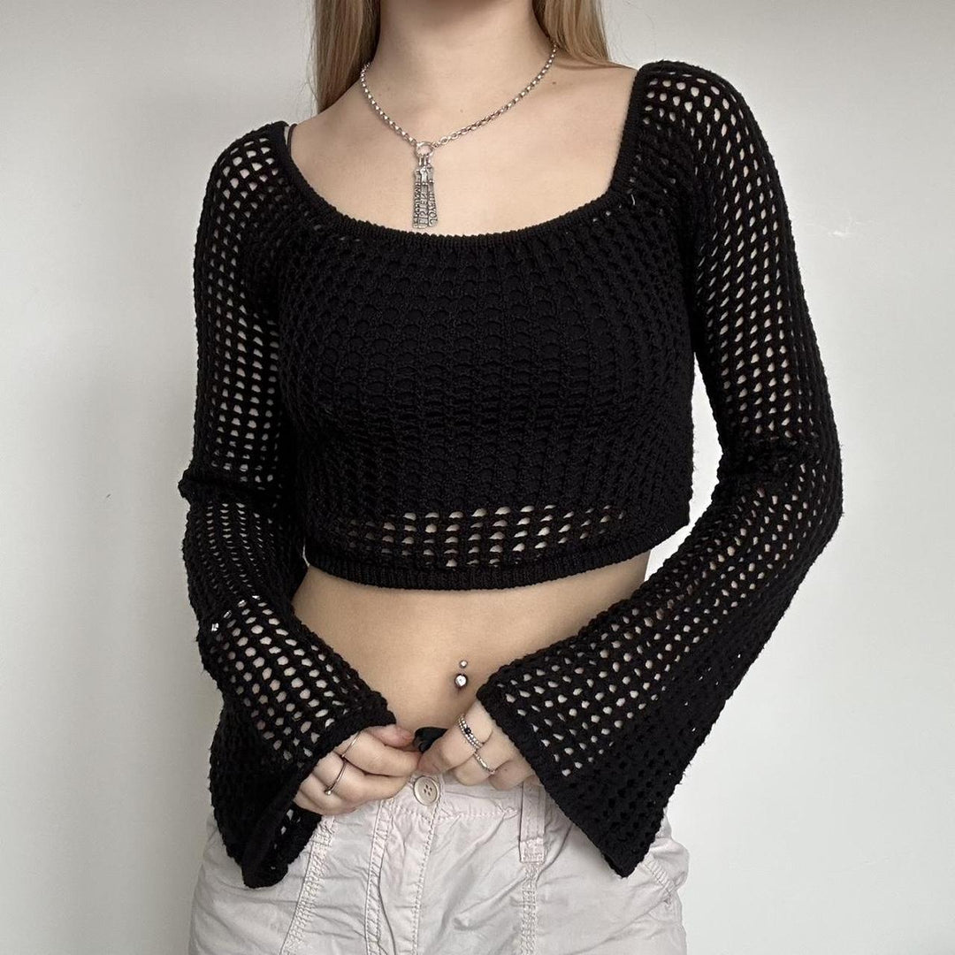 Damer luftigt Crop-Top i blødt netstrik Skovae