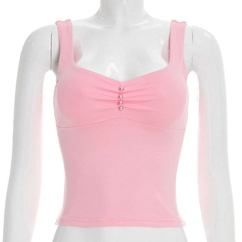 Damen modisches Bustier-Oberteil mit dekorativen Knopfdetails Skovae