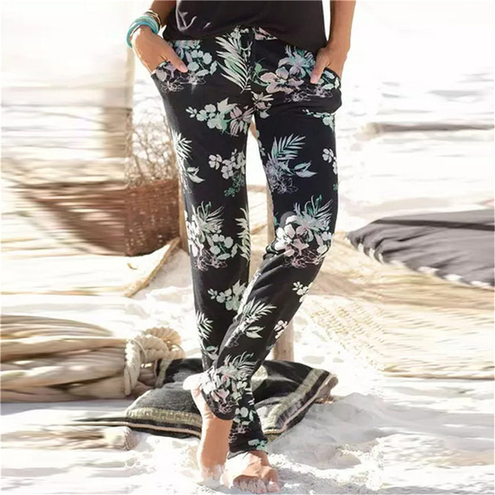 Dame let Jersey-bukser med blomsterprint Stilla