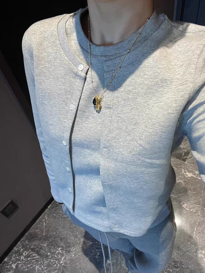 Dame mode sweatshirt med knapliste og blødt materiale Stilla