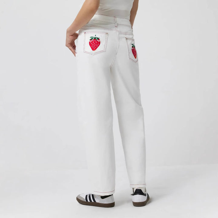 Damer elegante jeans med frugtbroderi Stilla