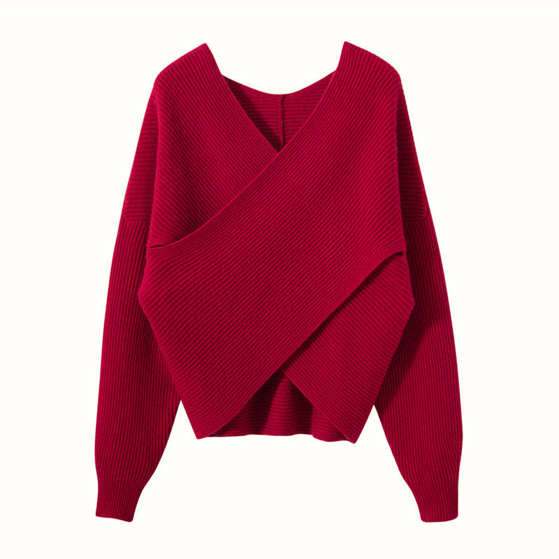 Kvinders omslagsweater med moderne tekstureret design Stilla