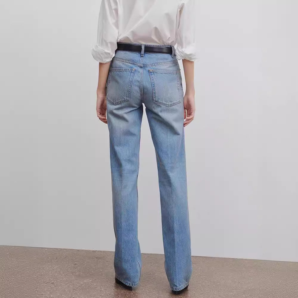 Dame Bredskåret jeans i afslappet stil med høj talje og elegant finish Stilla