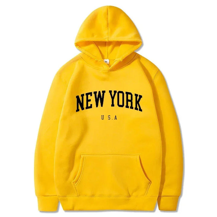 Kvinders hættetrøje med fashionable New York print og komfortabel pasform Skovae