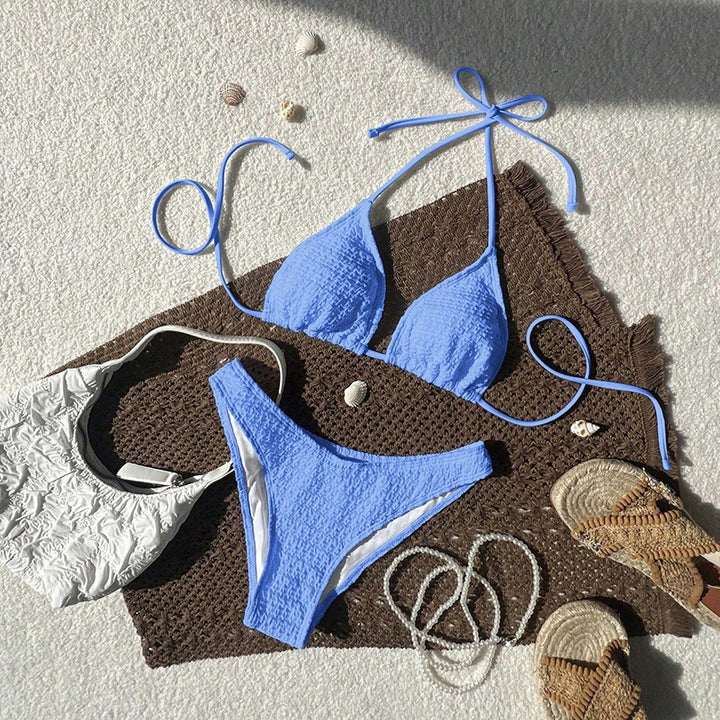 Dame Triangel-Bikini med justerbare stropper og struktureret tekstur Skovae
