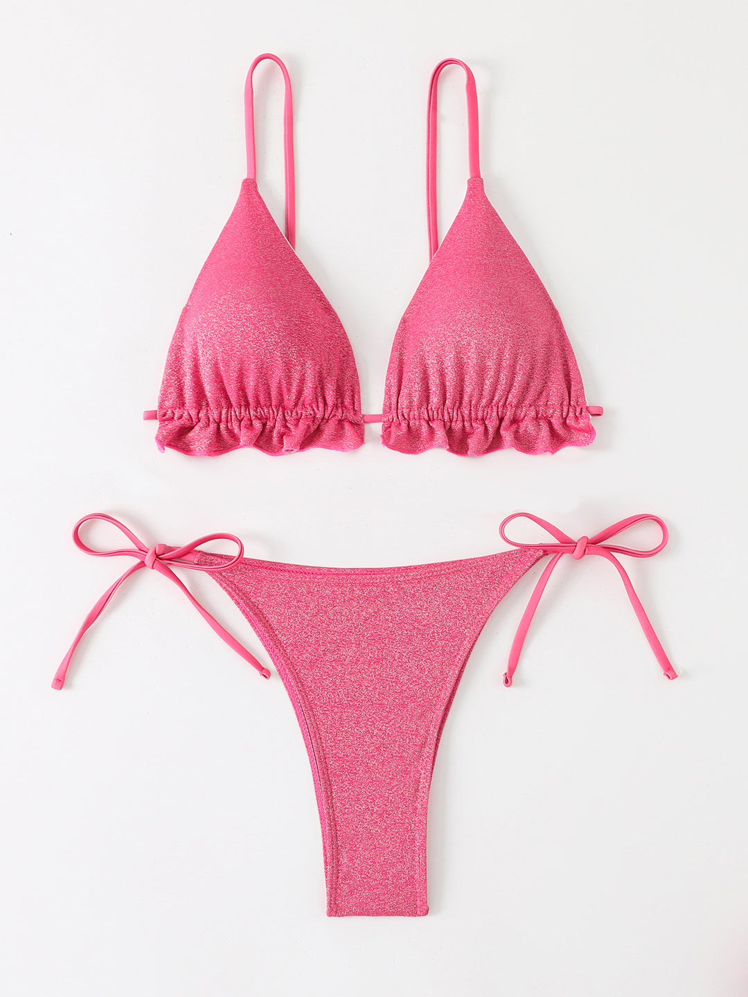 Dame bikini sæt med glitrende flæse detaljer og justerbare stropper Skovae