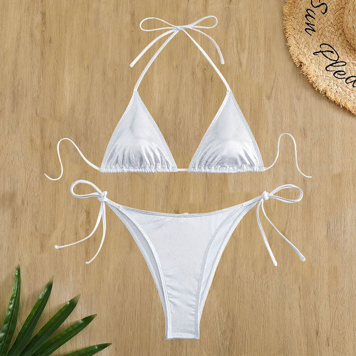 Dame triangel-bikini med glitrende netdesign Skovae